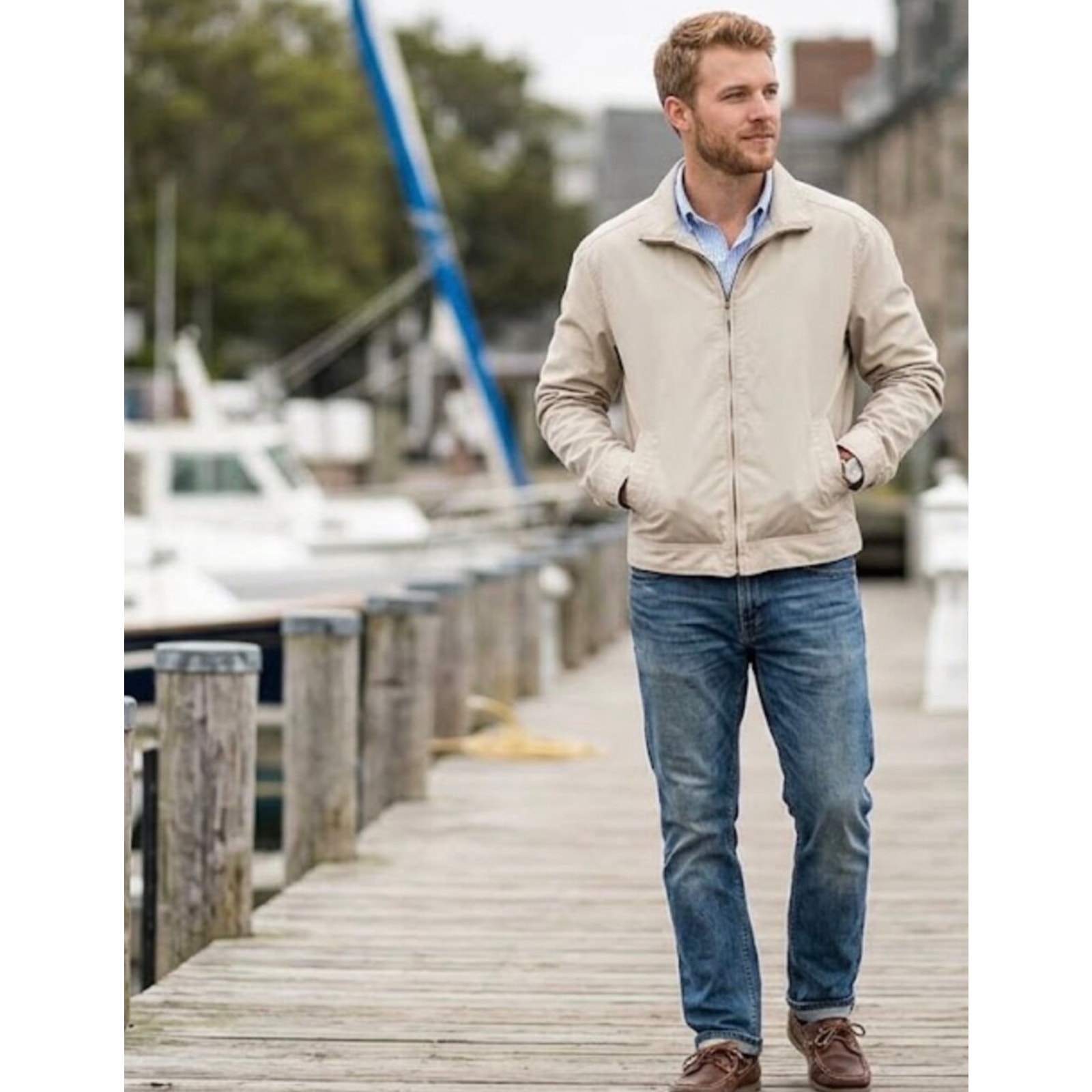 Castaway Nantucket Men's Mariner Jacket - Tan Khaki Full Zip - Small